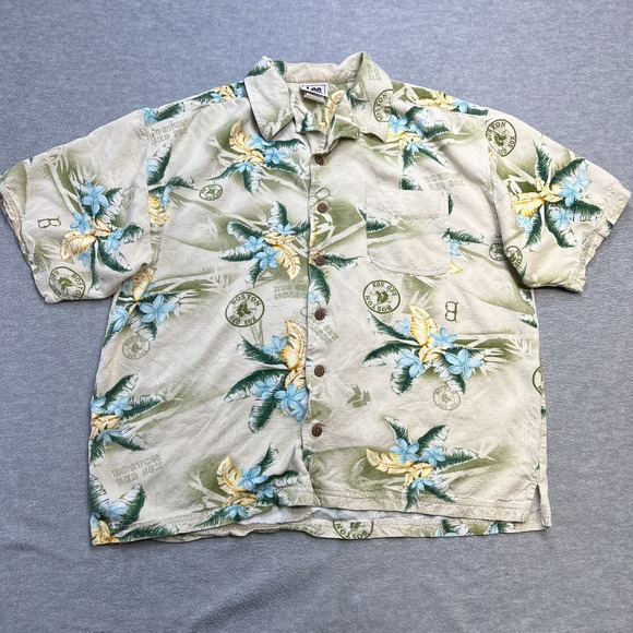 Vintage Boston Red Sox Hawaiian Shirt Mens‎ XL Lee Sport Floral Relaxed Aloha - Picture 1 of 9
